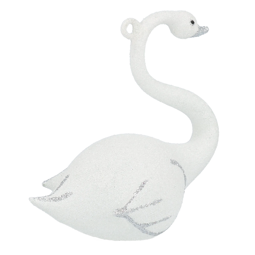 Serene Silver Swan | Hand-Painted Glass Ornament | Blubom 2020-152
