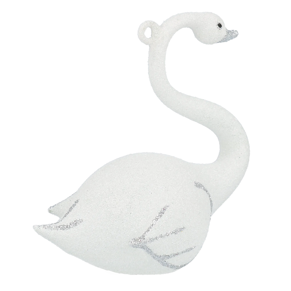 Serene Silver Swan | Hand-Painted Glass Ornament | Blubom 2020-152