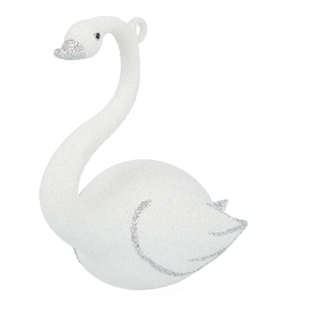 Serene Silver Swan | Hand-Painted Glass Ornament | Blubom 2020-152