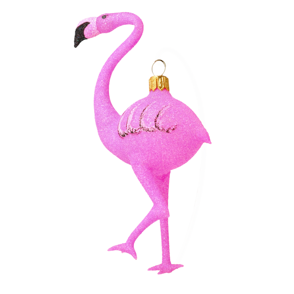 Rose Flamingo Silhouette | Hand-Painted Glass Ornament | Blubom 2020-156