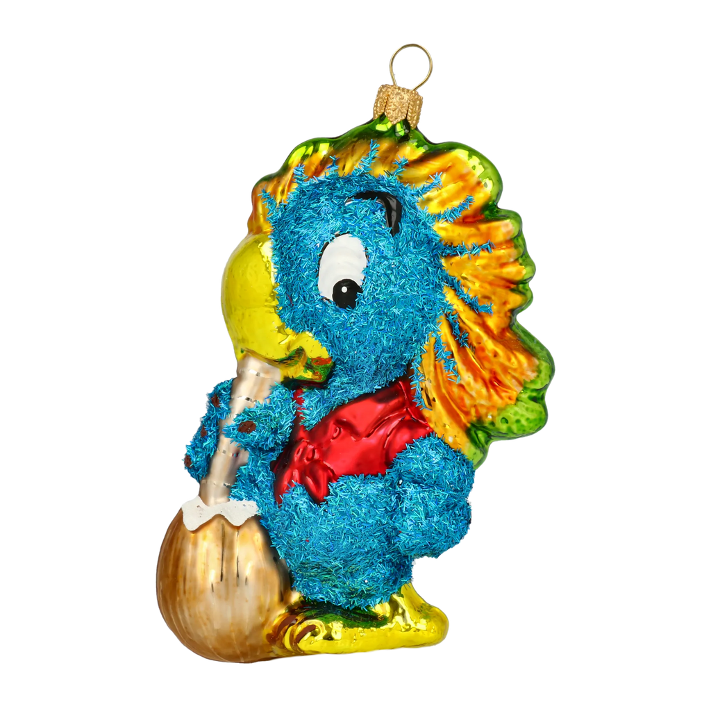 Courtly Cobalt Troubadour | Hand-Painted Glass Ornament | Blubom 2020-159