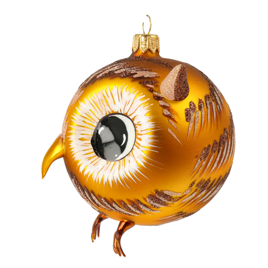 Vigilant Fledgling | Hand-Painted Glass Ornament | Blubom 2020-169