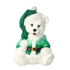 Serene Emerald Cub | Hand-Painted Glass Ornament | Blubom 2020-183