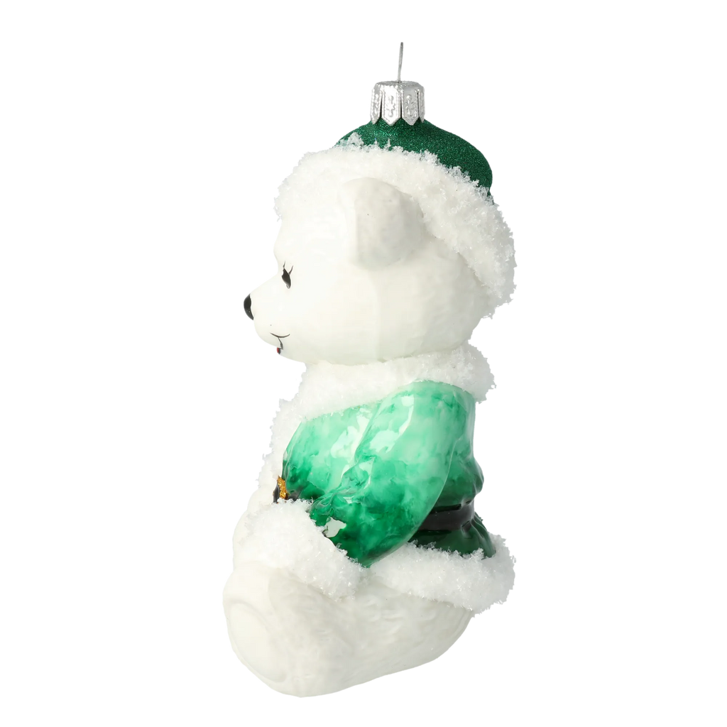 Serene Emerald Cub | Hand-Painted Glass Ornament | Blubom 2020-183