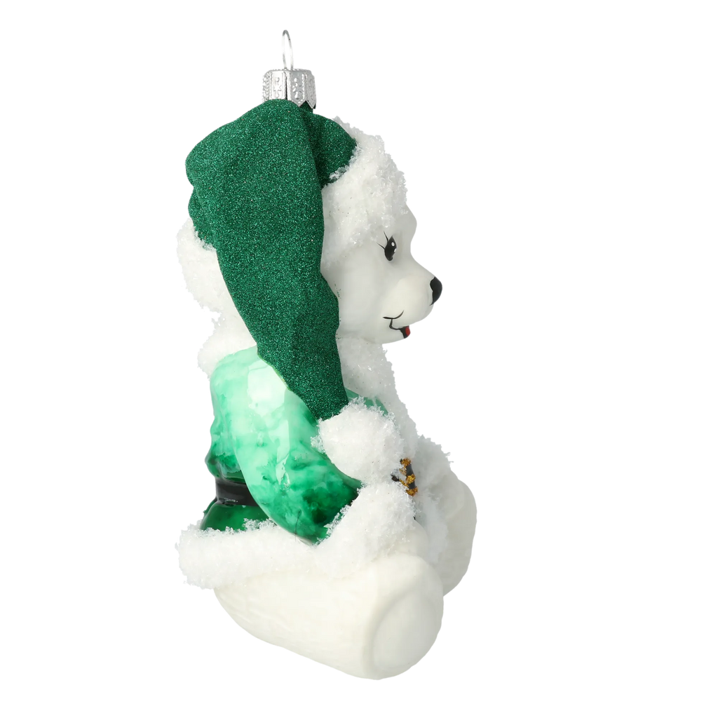 Serene Emerald Cub | Hand-Painted Glass Ornament | Blubom 2020-183