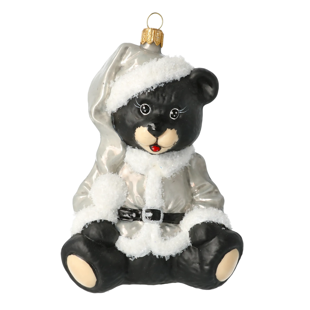 Serene Moonlit Bear | Hand-Painted Glass Ornament | Blubom 2020-186