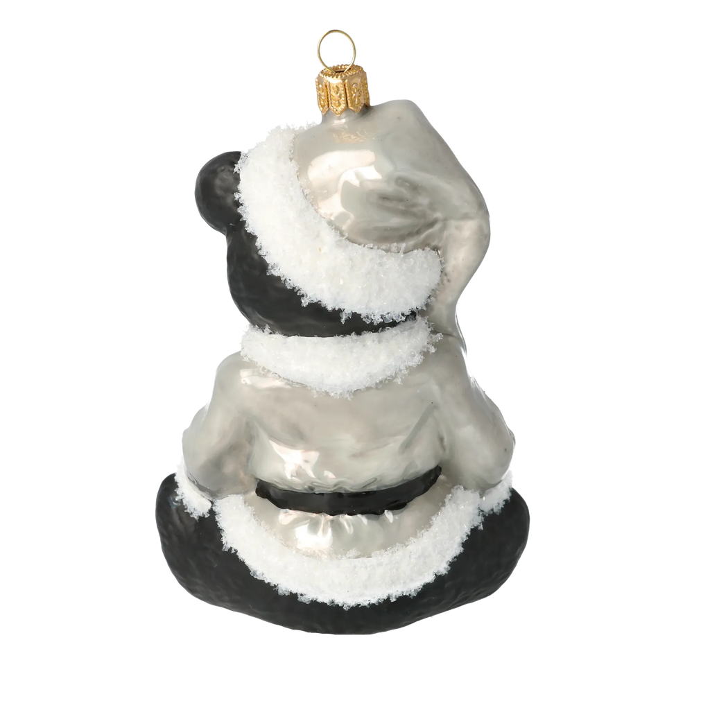 Serene Moonlit Bear | Hand-Painted Glass Ornament | Blubom 2020-186