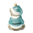 Load image into Gallery viewer, Minty Bear. Handmade Glass Christmas ornament.
