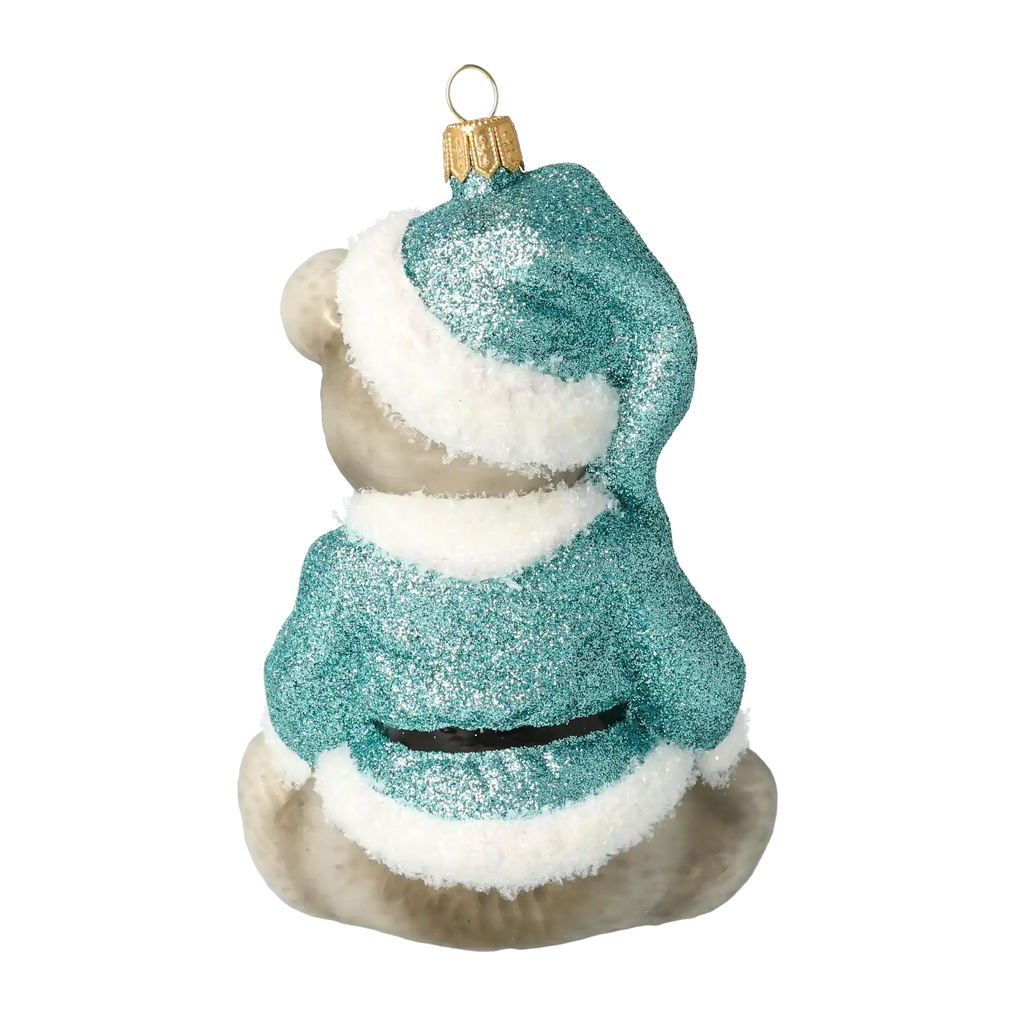 Minty Bear. Handmade Glass Christmas ornament.