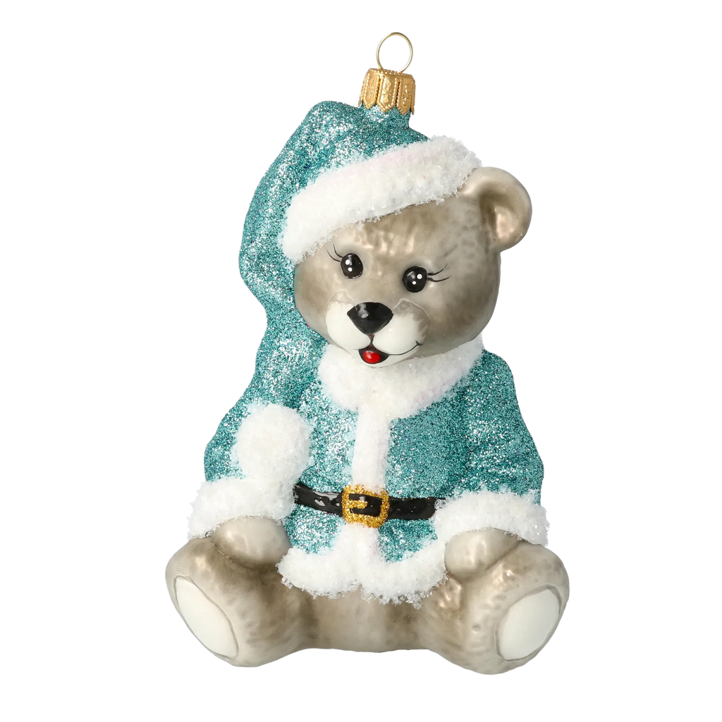 Serene Turquoise Cub | Hand-Painted Glass Ornament | Blubom 2020-187