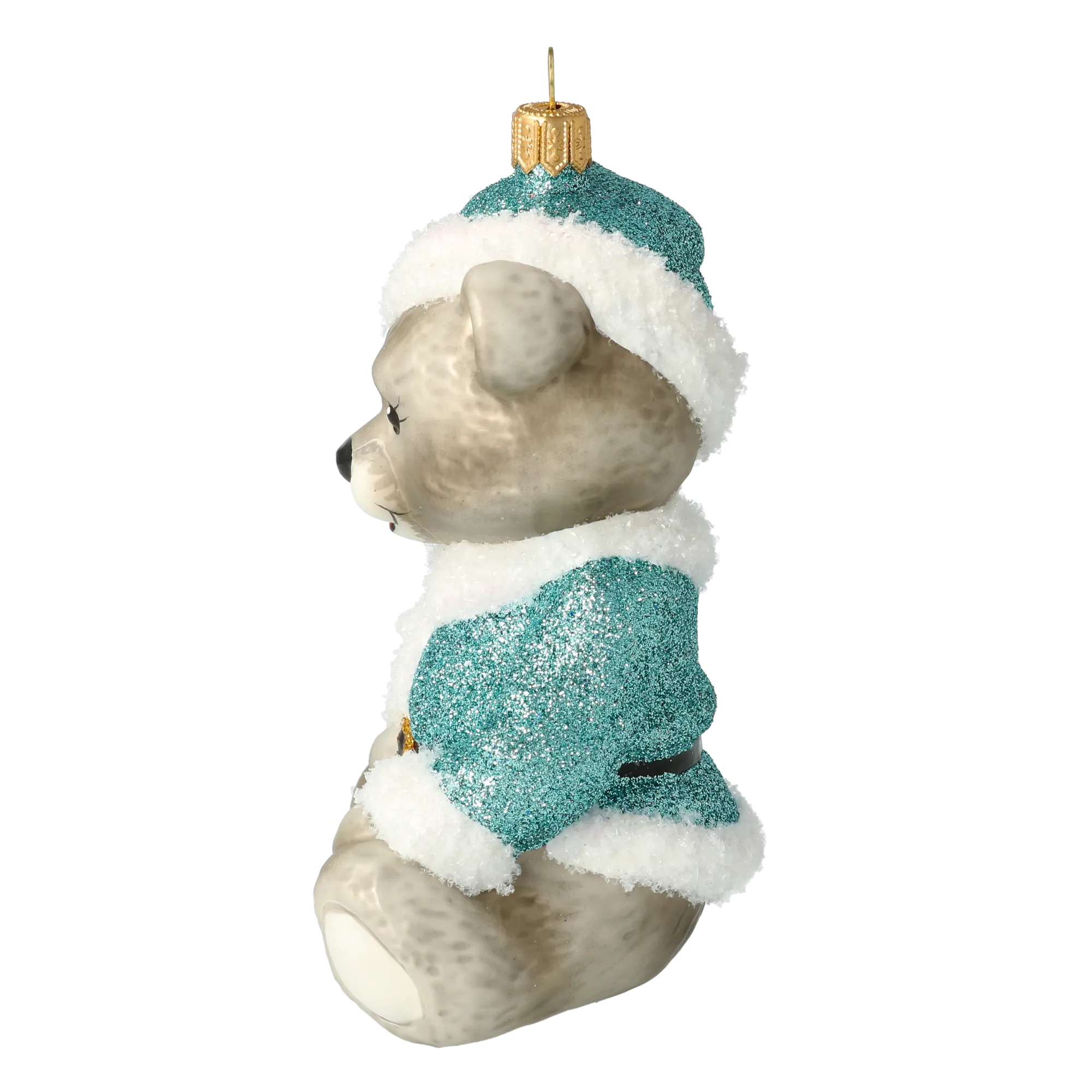 Minty Bear. Handmade Glass Christmas ornament. 2020-187