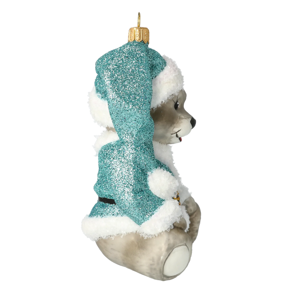 Serene Turquoise Cub | Hand-Painted Glass Ornament | Blubom 2020-187
