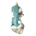 Load image into Gallery viewer, Minty Bear. Handmade Glass Christmas ornament. 2020-187
