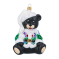 Load image into Gallery viewer, Folk Teddy Bear Handmade Glass Christmas ornament. (
