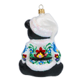Load image into Gallery viewer, Folk Teddy Bear Handmade Glass Christmas ornament. (
