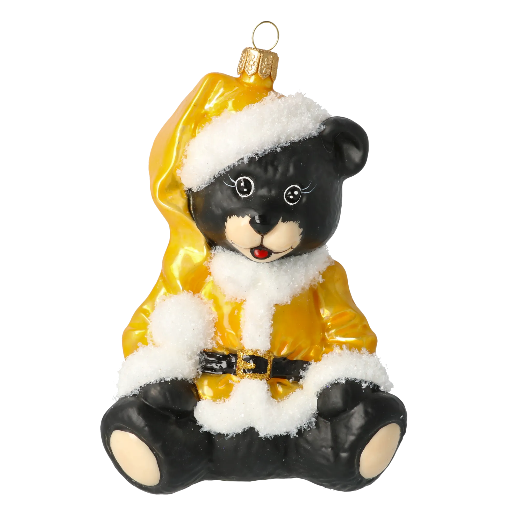 Golden Santa Teddy Premium christmas glass ornament 2020-193