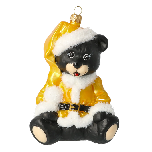 Golden Santa Teddy Premium christmas glass ornament 2020-193