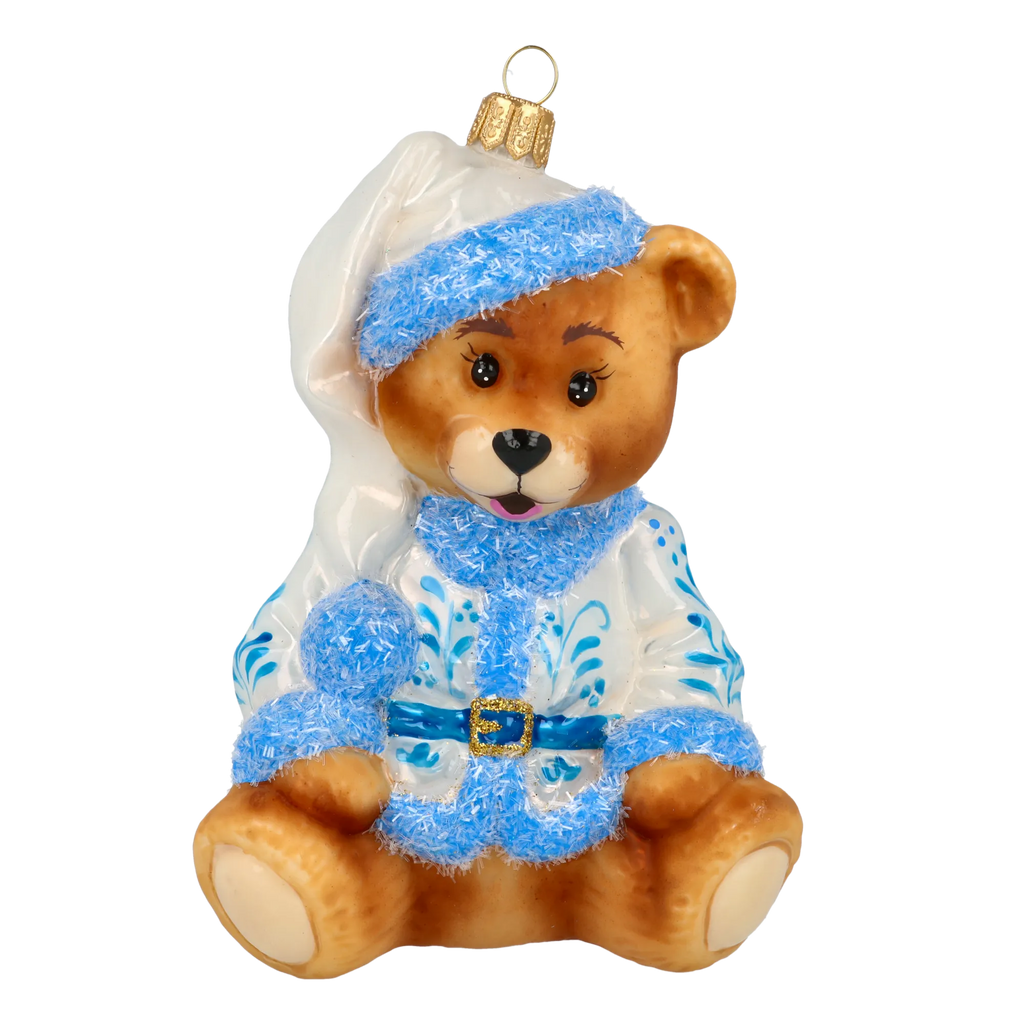 Serene Azure Cub | Hand-Painted Glass Ornament | Blubom 2020-194