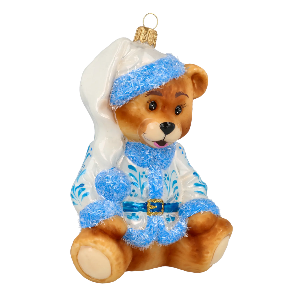 Serene Azure Cub | Hand-Painted Glass Ornament | Blubom 2020-194
