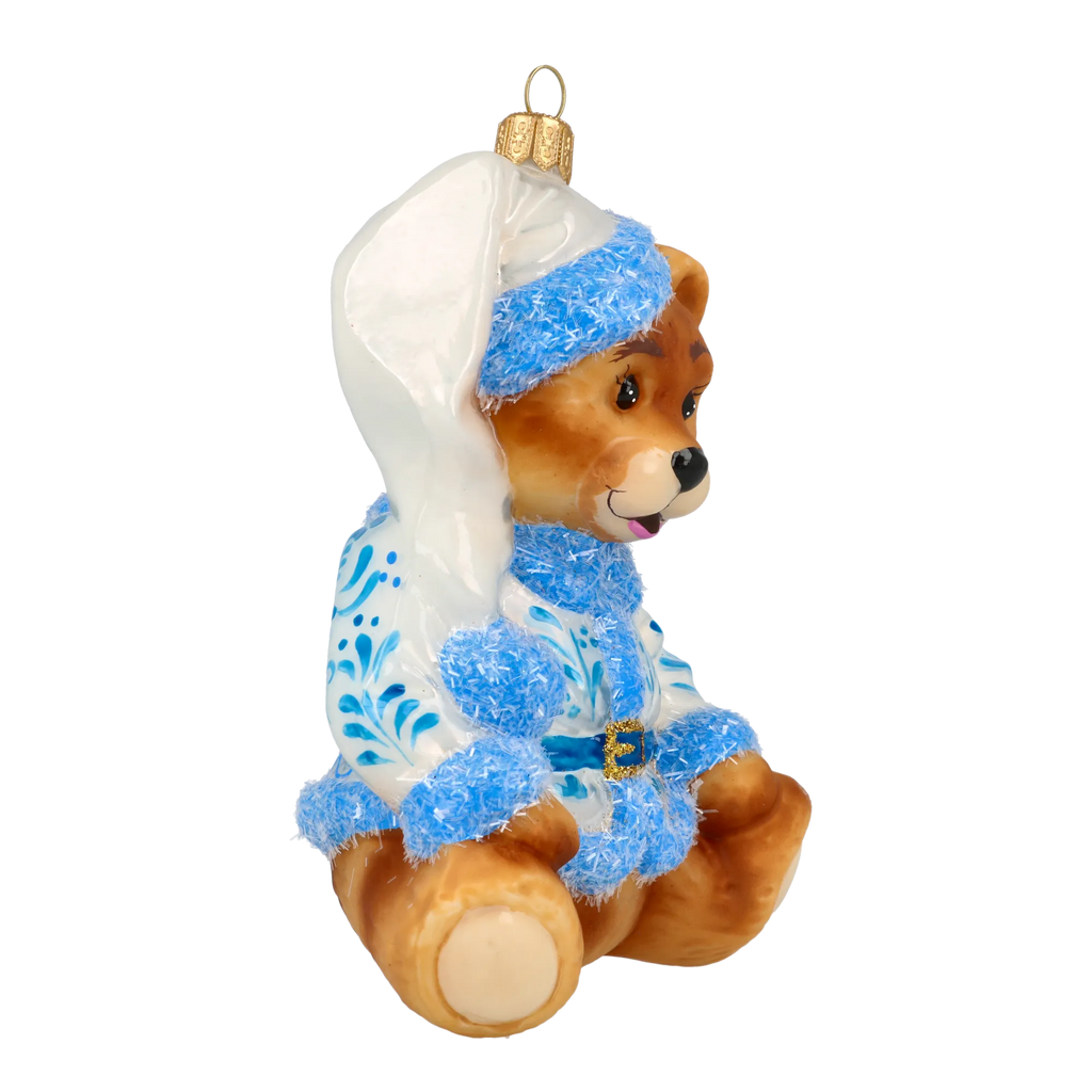Serene Azure Cub | Hand-Painted Glass Ornament | Blubom 2020-194