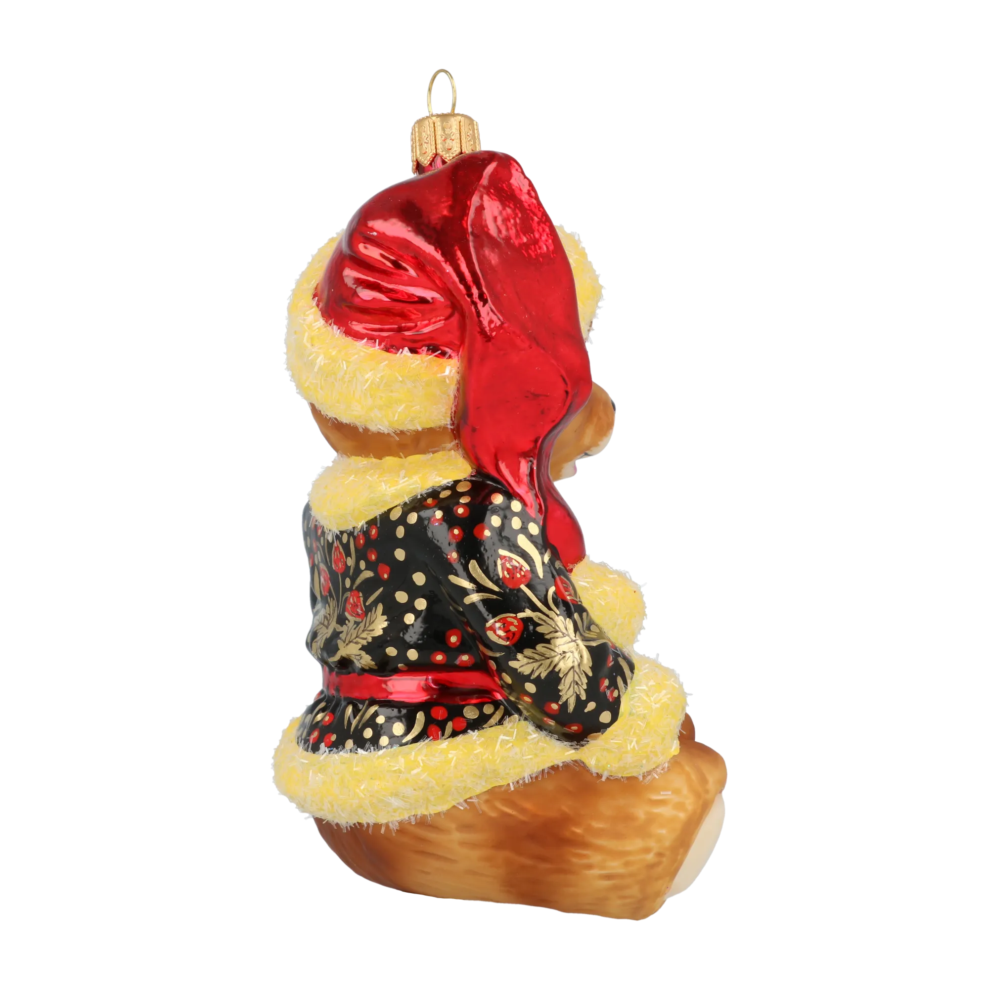 Gilded Ebony Santa Teddy Premium christmas glass ornament 2020-196