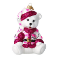 Load image into Gallery viewer, Sweetheart Bear Handmade Glass Christmas ornament.
