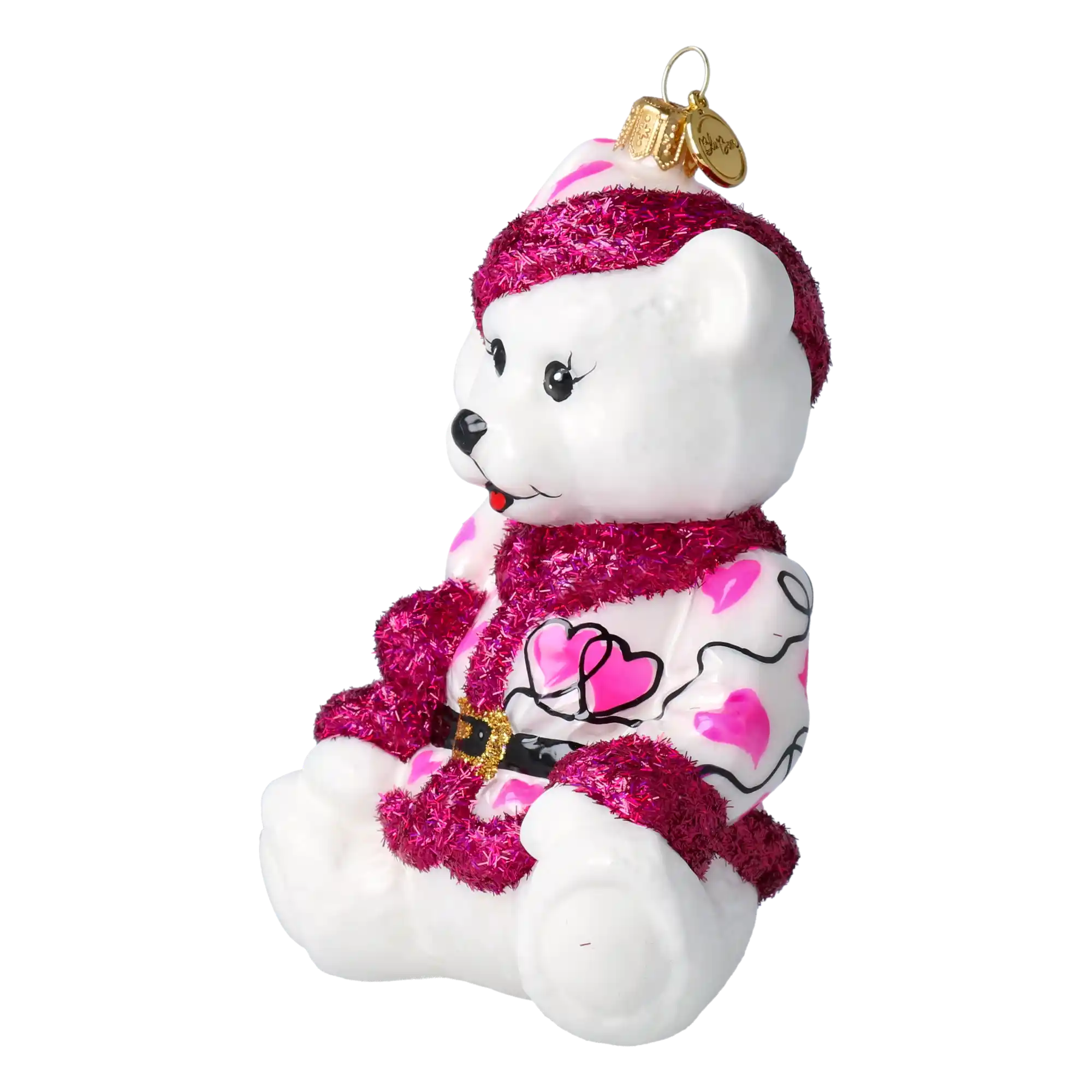 Sweetheart Bear Handmade Glass Christmas ornament.