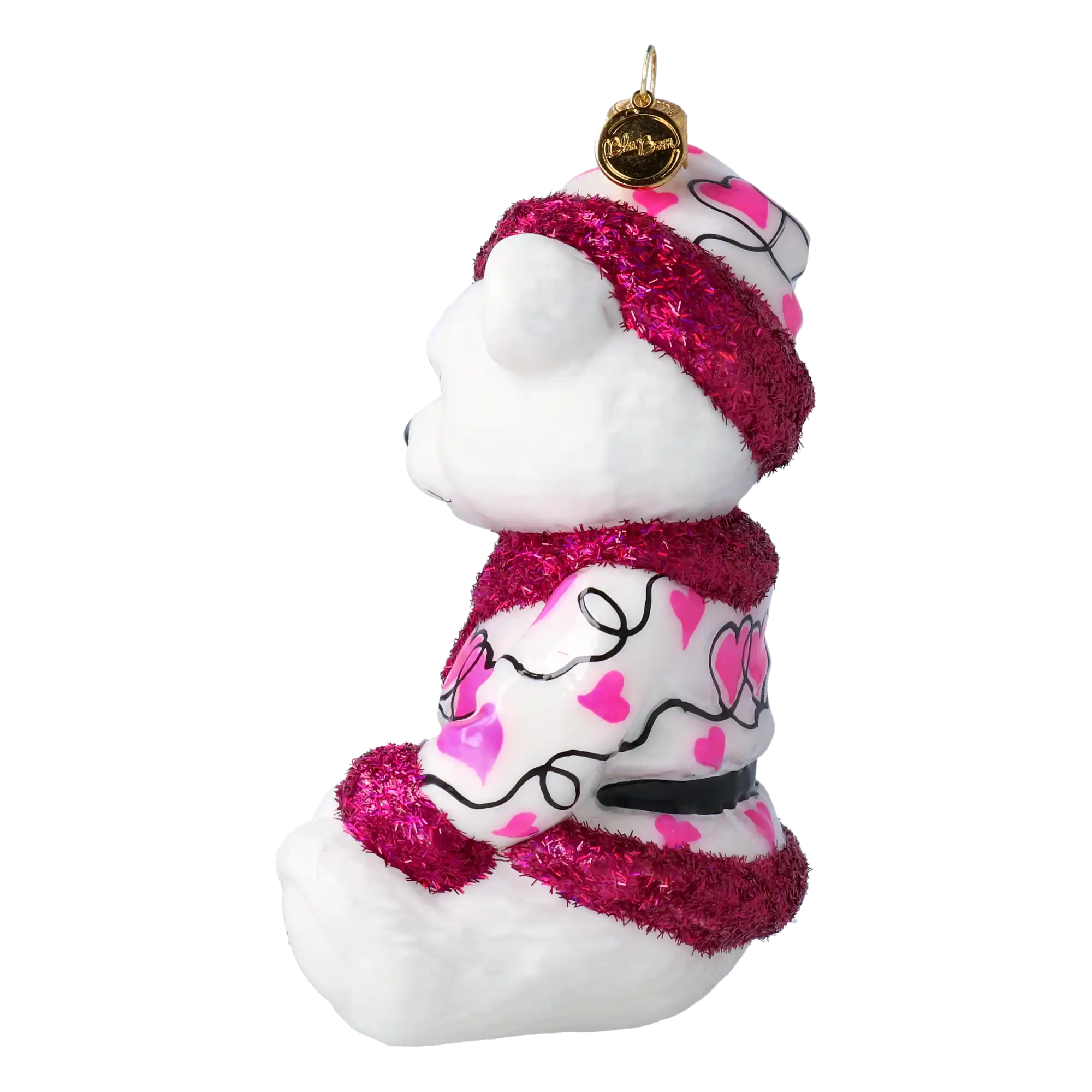 Sweetheart Bear Handmade Glass Christmas ornament.