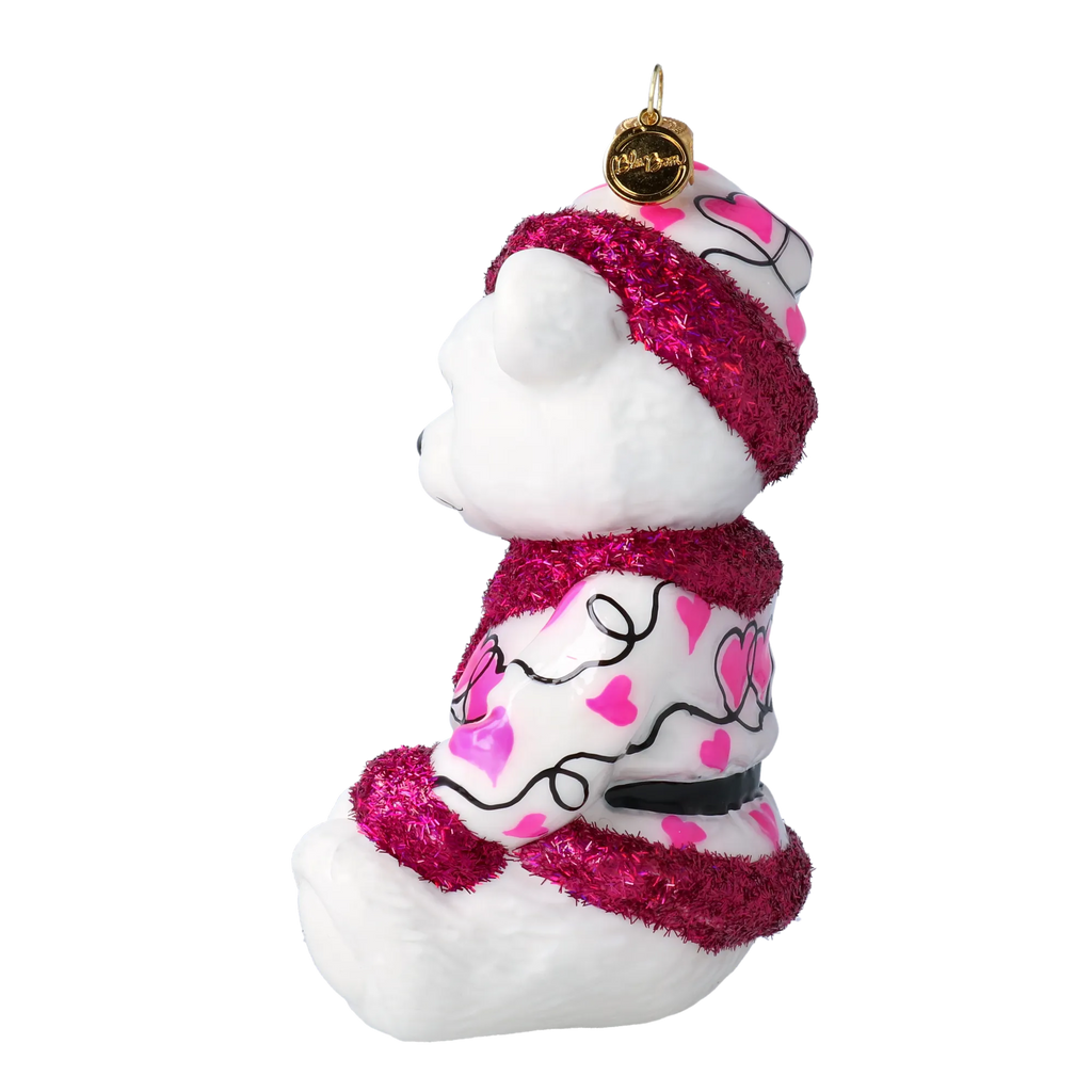 Blushing Heart Cub | Hand-Painted Glass Ornament | Blubom 2020-199