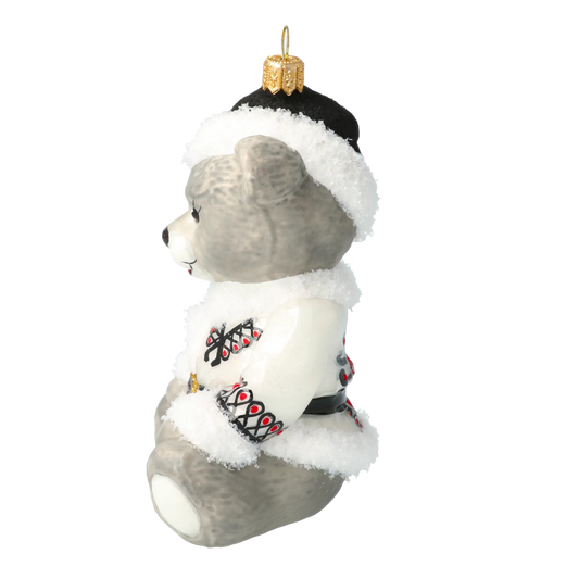 Zakopane Teddy Bear. Handmade Glass Christmas ornament. 2020-200