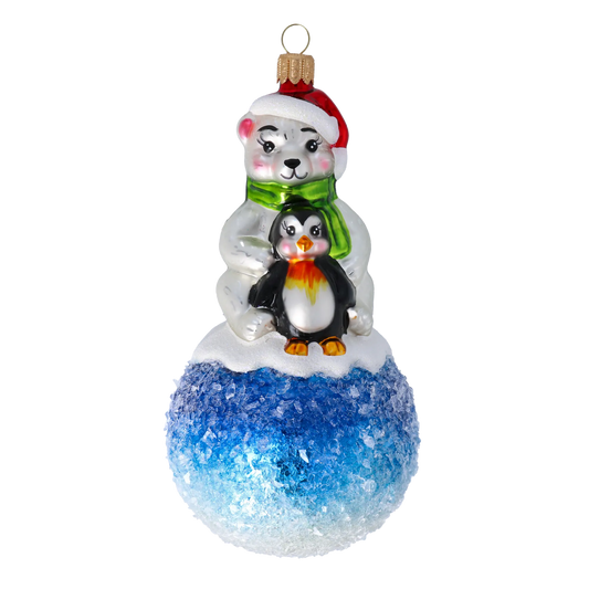 Arctic Friends Icy Blue Snowball Premium christmas glass ornament 2020-219