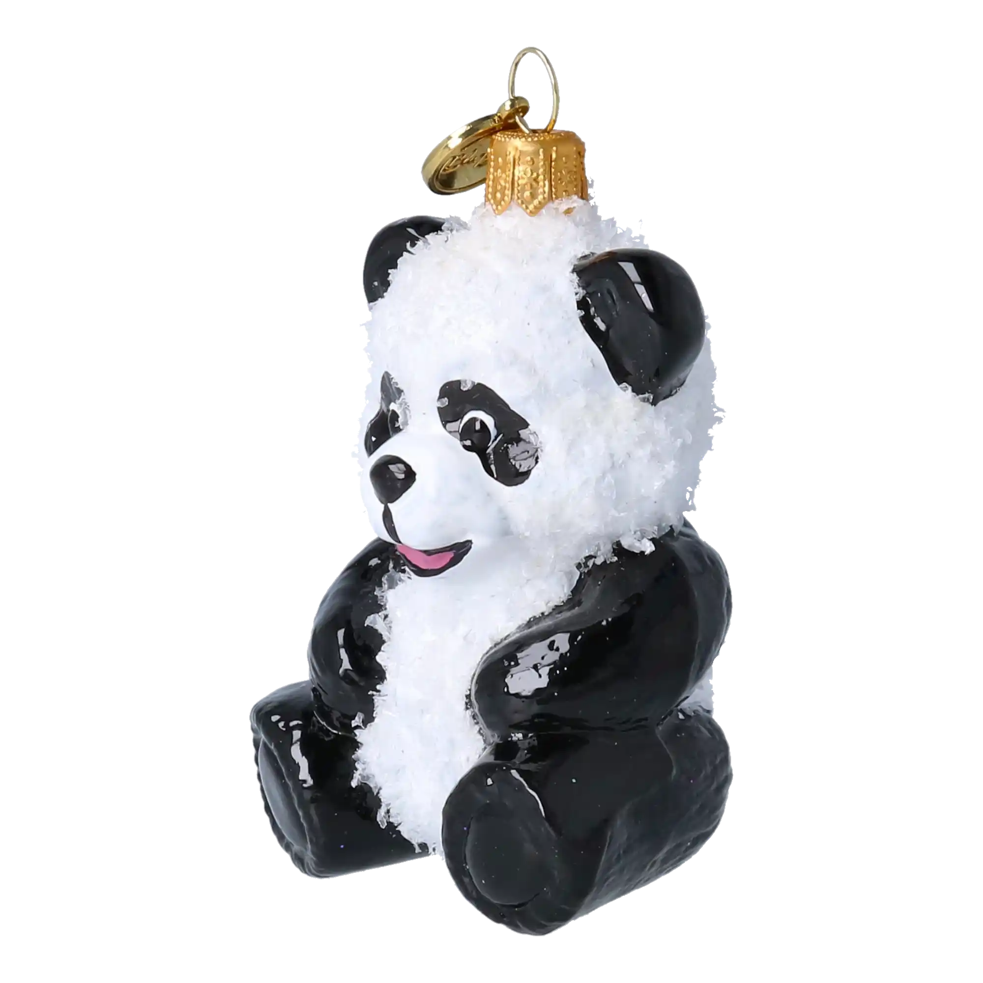 Snow Panda - Glass Christmas Ornament.