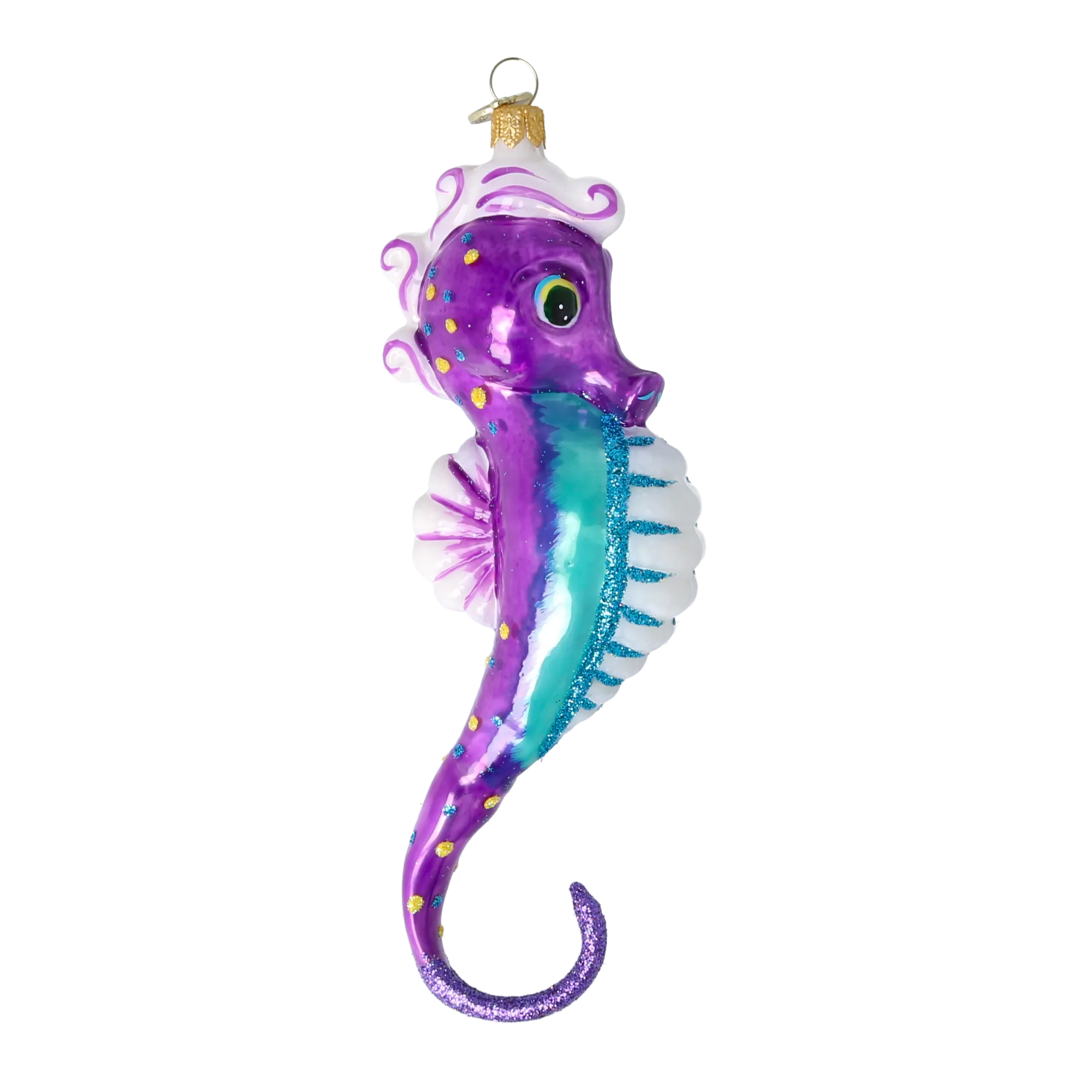 Neptunus seahorse. Handmade Glass Christmas ornament. 2020-239
