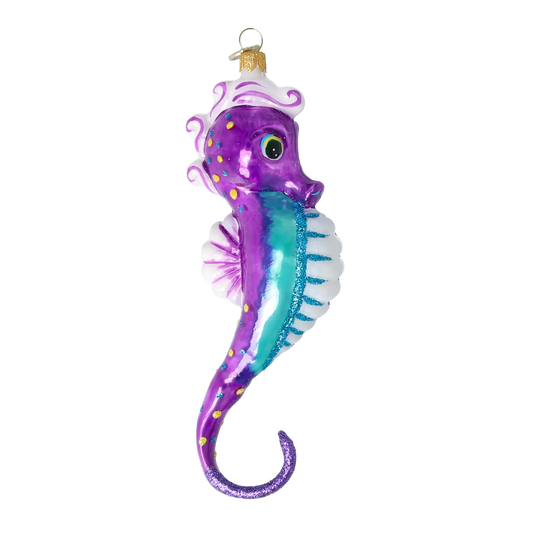 Neptunus seahorse. Handmade Glass Christmas ornament. 2020-239
