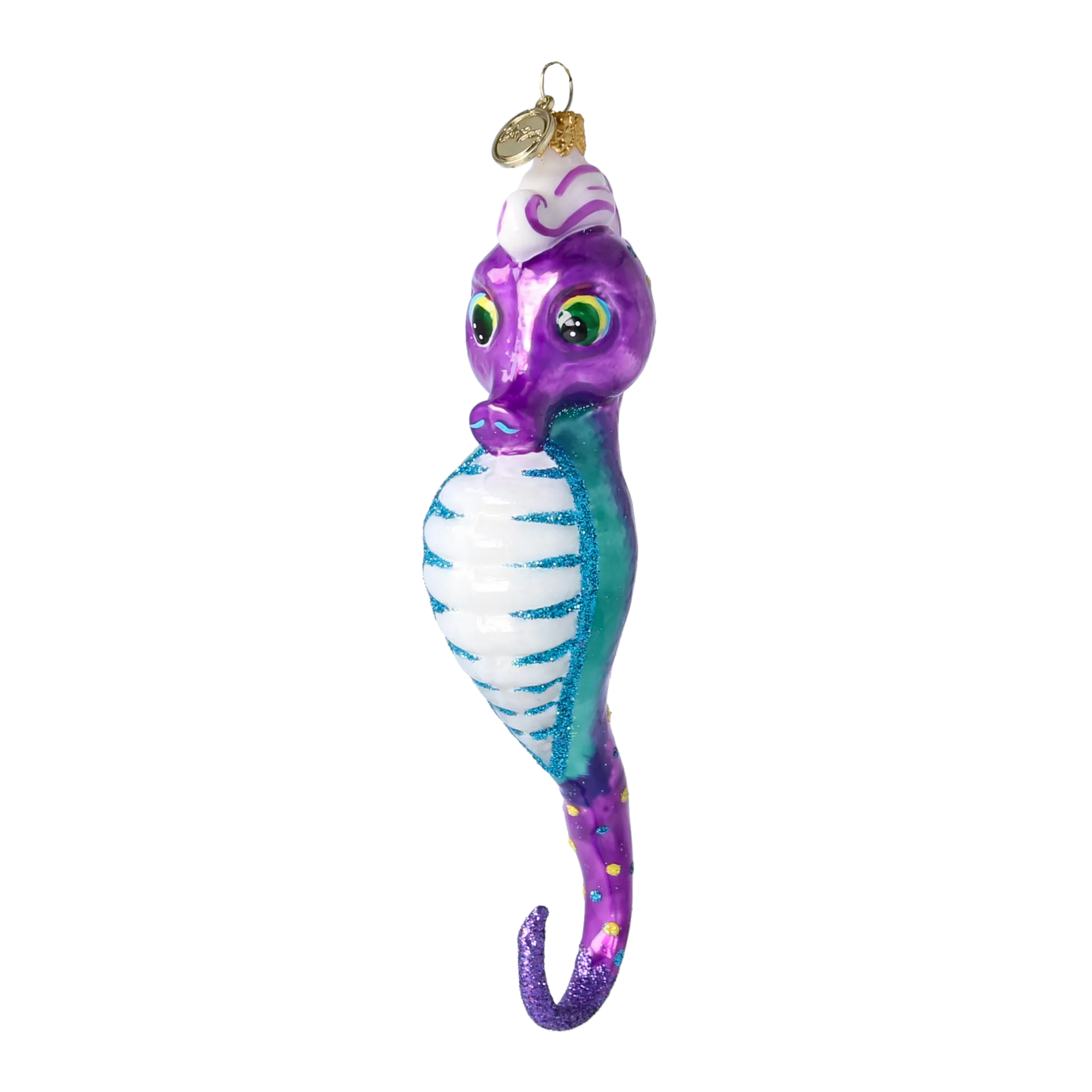 Neptunus seahorse. Handmade Glass Christmas ornament. 2020-239