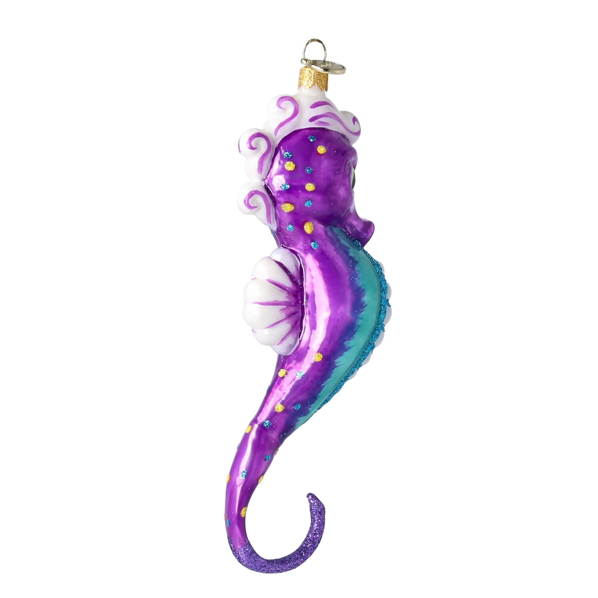 Neptunus seahorse. Handmade Glass Christmas ornament. 2020-239