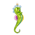 Load image into Gallery viewer, Seahorse Green Dreamer. Handmade Glass Christmas ornament. 2020-240
