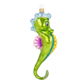 Seahorse Azure Crest | Hand-Painted Glass Ornament | Blubom 2020-240