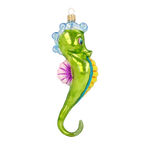 Seahorse Azure Crest | Hand-Painted Glass Ornament | Blubom 2020-240