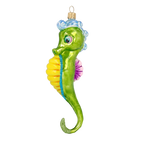 Seahorse Azure Crest | Hand-Painted Glass Ornament | Blubom 2020-240