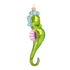 Seahorse Azure Crest | Hand-Painted Glass Ornament | Blubom 2020-240