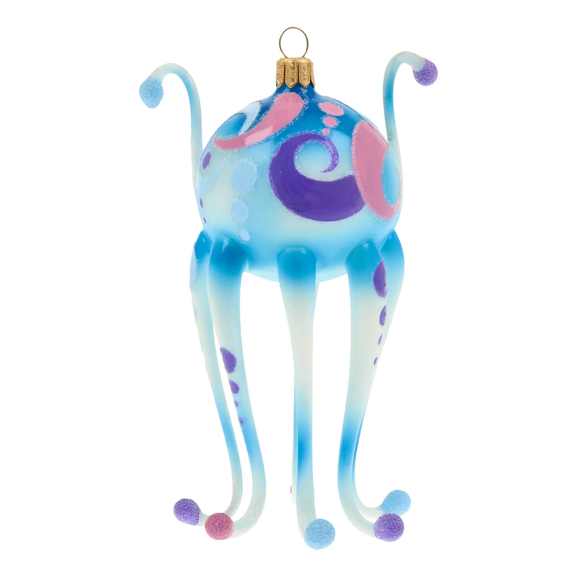 Octopus from the Fairy Ocean. Handmade Glass Christmas ornament.