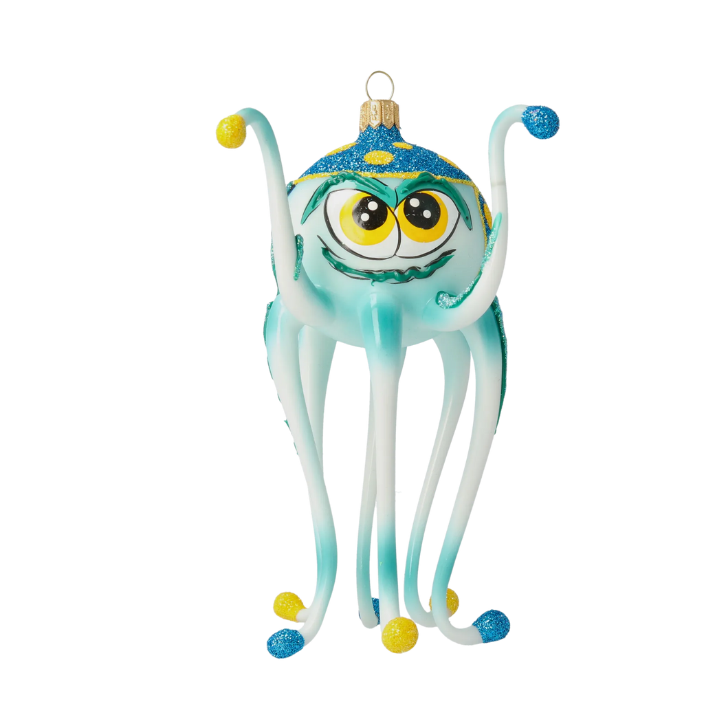 Bold Cerulean Trickster | Hand-Painted Glass Ornament | Blubom 2020-245