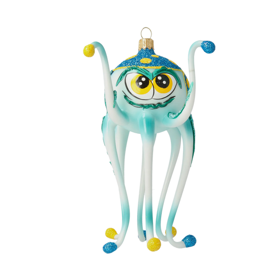 Octopus pirate. Handmade Glass Christmas ornament. 2020-245