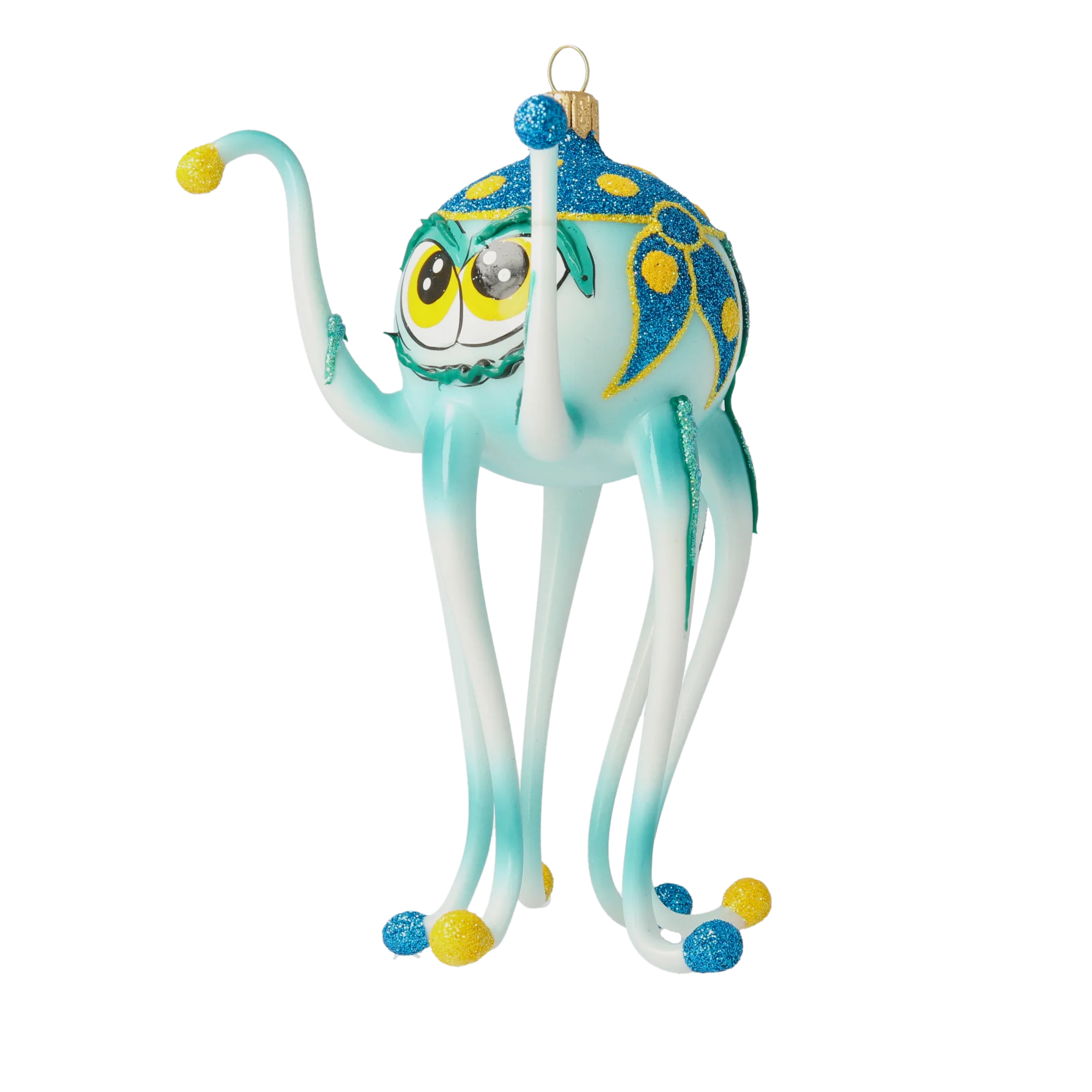 Bold Cerulean Trickster | Hand-Painted Glass Ornament | Blubom 2020-245