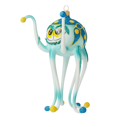 Octopus pirate. Handmade Glass Christmas ornament. 2020-245