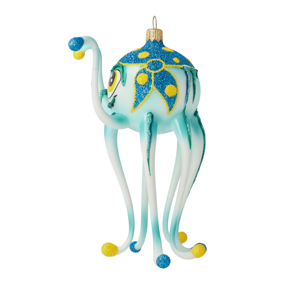 Bold Cerulean Trickster | Hand-Painted Glass Ornament | Blubom 2020-245