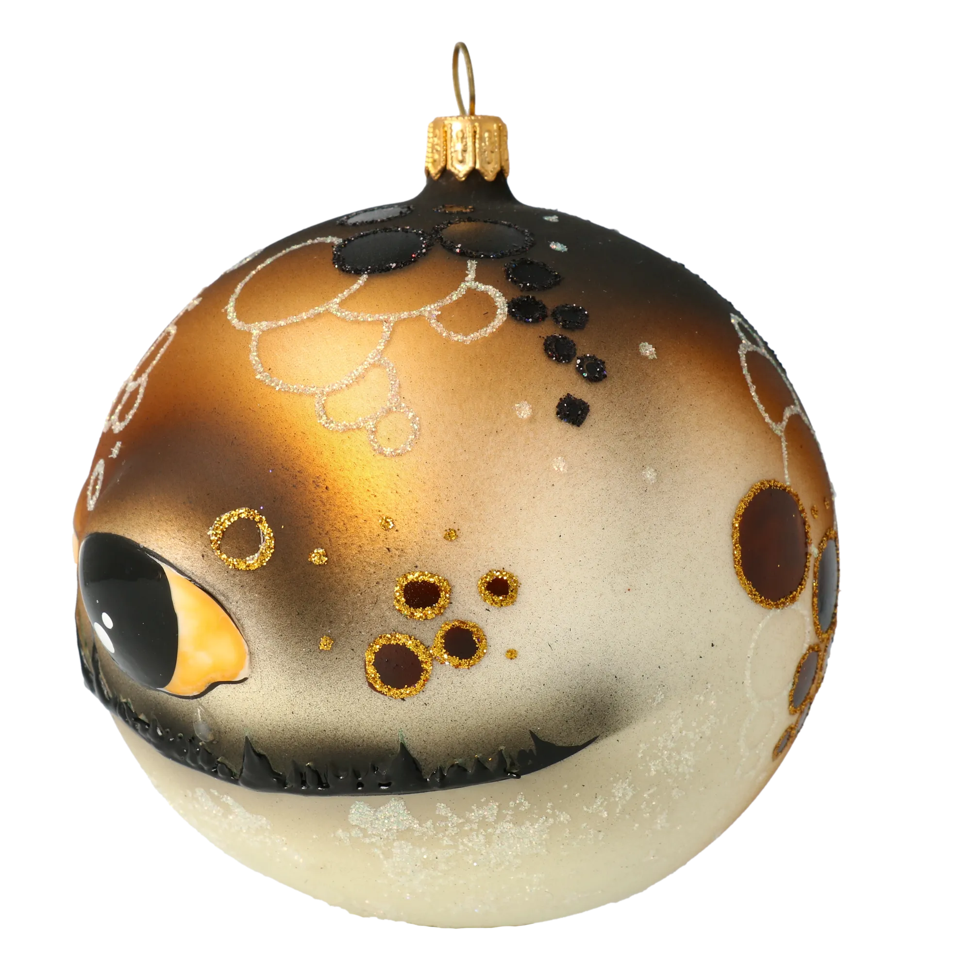 Fish Ball. Handmade Glass Christmas ornament. 2020-246