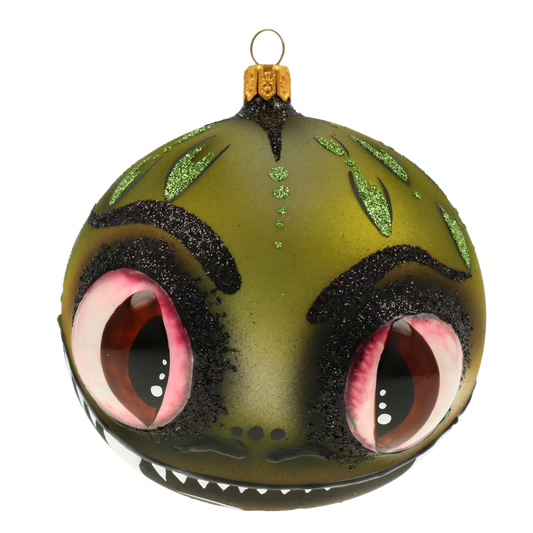 Green Dragon. Handmade Glass Christmas ornament. 2020-254