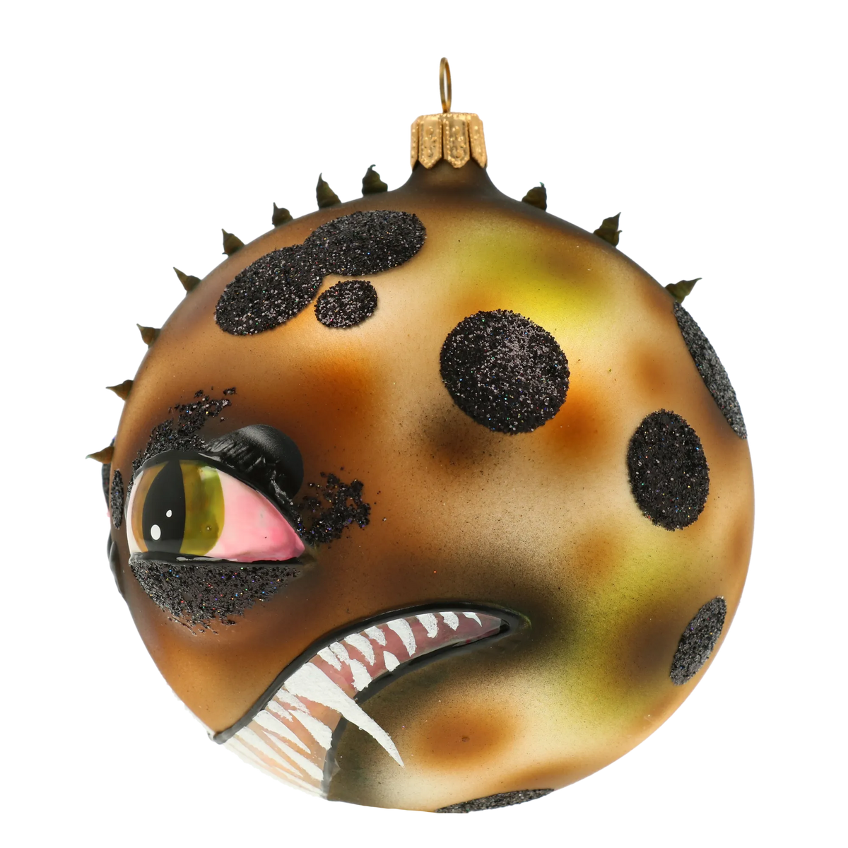 Cunning Amber Wyvern | Hand-Painted Glass Ornament | Blubom 2020-255